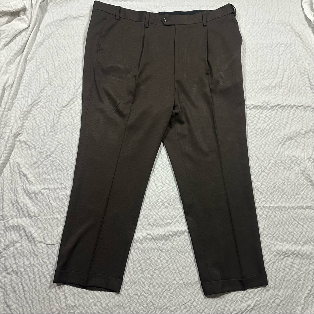 GS Dark Brown Pleated Dress Pants w/ Cuff Men's 44 x 30